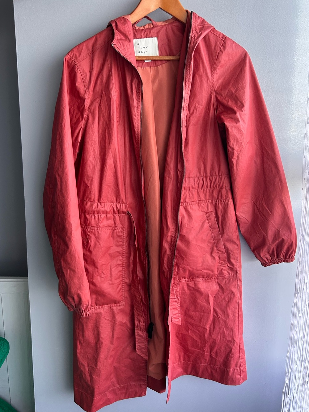 a new day Coral Red Kids' Hooded Raincoat